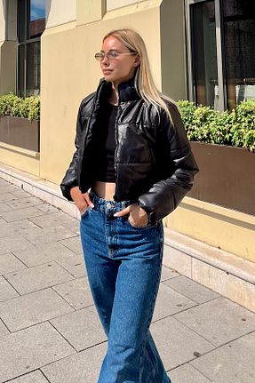 کاپشن مشکی زنانه Fitted Trend Alaçatı Stili - کد 348040445