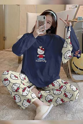 ست لباس راحتی رنگی زنانه چاپی PEMBİŞ HOMEWEAR - کد 756421102