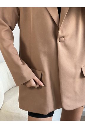 کت بلیزر قهوه ای زنانه پارچه minaaise - کد 376224245