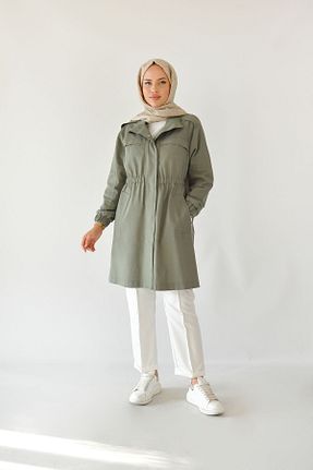 ترنچکت حجاب سبز زنانه Keten Görünümlü Rukayyel - کد 772251459