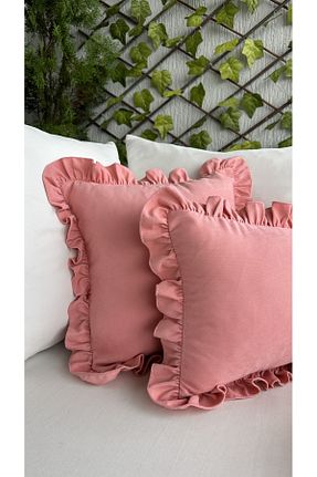کوسن و روکش کوسن صورتی مخمل Decamor home - کد 772271781