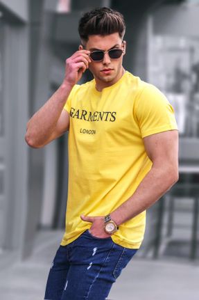 تی شرت زرد مردانه یقه گرد رگولار تکی بیسیک کد 35530492