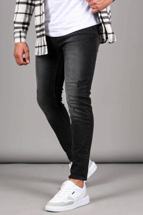 شلوار جین مشکی مردانه پاچه تنگ ساده بلند کد 442852389