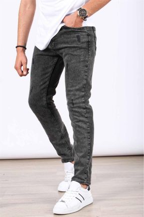 شلوار جین مشکی مردانه پاچه تنگ ساده بلند کد 744733679