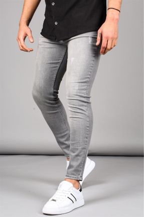 شلوار جین طوسی مردانه پاچه تنگ پارچه ای استاندارد کد 4920854