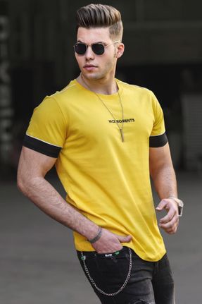 تی شرت زرد مردانه یقه گرد رگولار تکی کد 83068686