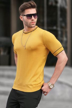 تی شرت زرد مردانه رگولار یقه گرد تکی کد 86811689