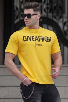 تی شرت زرد مردانه یقه گرد رگولار تکی کد 121825570