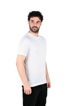 تی شرت سفید مردانه رگولار یقه گرد کد 772235787