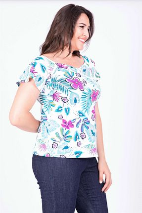بلوز سایز بزرگ سفید زنانه Anvelop Myline - کد 7078285