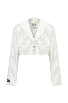 کت سفید زنانه رگولار پلی ویسکون بدون جیب بدون آستر کد 736358571