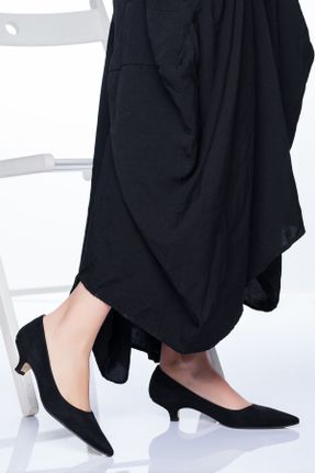 کفش پاشنه بلند کلاسیک مشکی زنانه جیر پاشنه نازک پاشنه کوتاه ( 4 - 1 cm ) کد 68377055