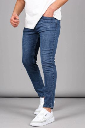 شلوار جین آبی مردانه پاچه تنگ جین ساده بلند کد 639963081