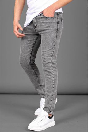 شلوار جین طوسی مردانه پاچه تنگ بلند کد 745115785