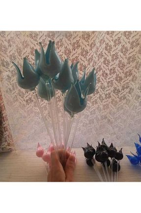 گلدان فیروزه ای شیشه LEYLA CAM SANATLARI - کد 772139002