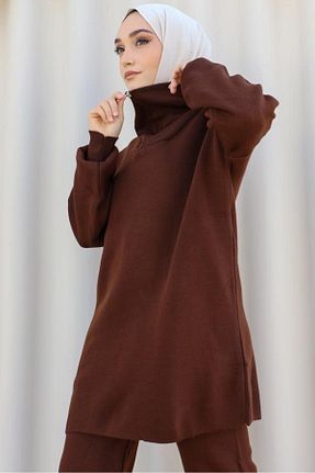 ست بالاتنه و پائین تنه حجاب قهوه ای زنانه رگولار benguen - کد 772547975