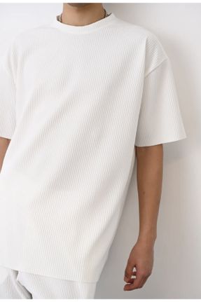 تی شرت سفید مردانه یقه گرد اورسایز کد 660524641
