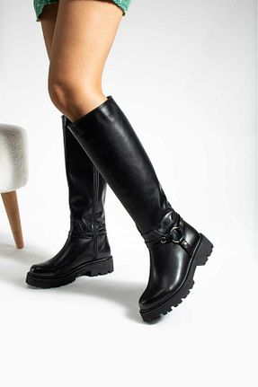 بوت / نیم بوت مشکی زنانه چرم مصنوعی Gamze Shoes - کد 772462401