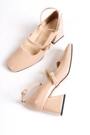 کفش پاشنه بلند کلاسیک بژ زنانه چرم مصنوعی پاشنه ضخیم پاشنه متوسط ( 5 - 9 cm ) کد 772529251