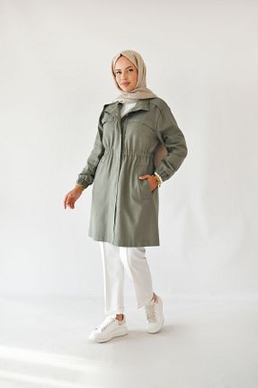 ترنچکت حجاب سبز زنانه Keten Görünümlü Rukayyel - کد 772251459