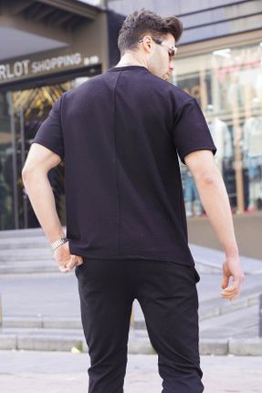 تی شرت مشکی مردانه اورسایز یقه گرد پلی استر تکی بیسیک کد 655175575