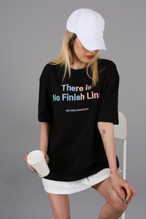 تی شرت مشکی زنانه رگولار یقه گرد تکی کد 236809629