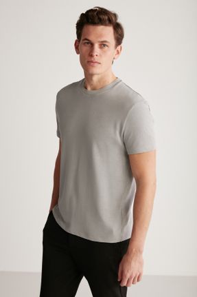 تی شرت طوسی مردانه رگولار یقه گرد تکی جوان کد 731538654