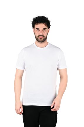 تی شرت سفید مردانه رگولار یقه گرد کد 772235787
