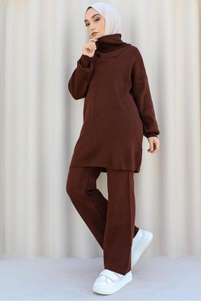 ست بالاتنه و پائین تنه حجاب قهوه ای زنانه رگولار benguen - کد 772547975