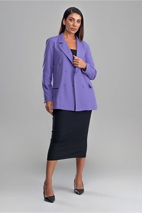 کت بلیزر بنفش زنانه گشاد Heggo - کد 772514926