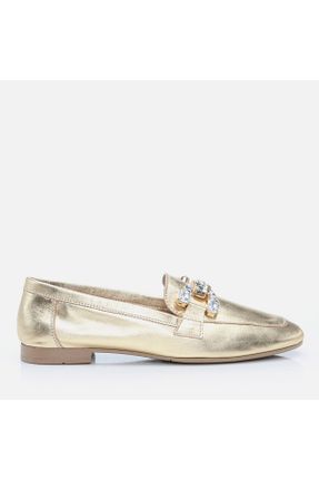 کفش لوفر طلائی زنانه چرم طبیعی پاشنه کوتاه ( 4 - 1 cm ) کد 711613702
