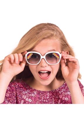 عینک آفتابی سفید بچه گانه بچه گانه UV400 پلاستیک مات هندسی کد 98089140