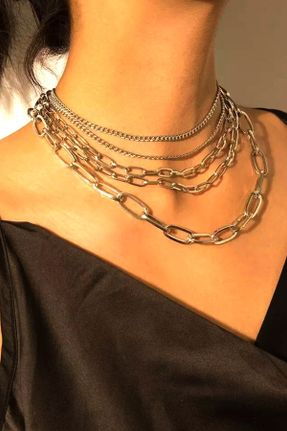 گردنبند جواهر زنانه روکش نقره کد 98064430
