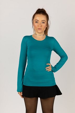 بادی فیروزه ای زنانه یقه دوچرخه nacar çarşı - کد 98398499
