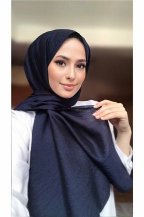 روسری سرمه ای کرپ ساتن ابریشم Lady Bella - کد 98755435