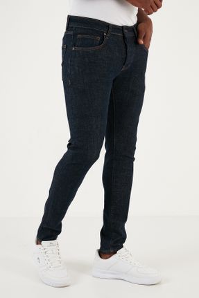 شلوار جین سرمه ای مردانه پاچه تنگ پنبه - پلی استر - الاستن استاندارد کد 772819241