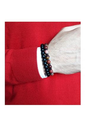 دستبند جواهر نارنجی مردانه سنگ طبیعی Bijustore - کد 40749315