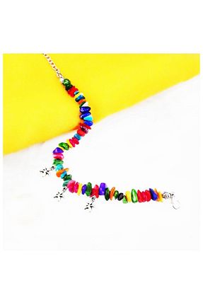 خلخال جواهر آبی زنانه روکش نقره Bijustore - کد 126186405