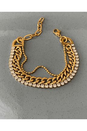 دستبند استیل (فولاد) طلائی زنانه استیل (فولاد) MAM - کد 773120203