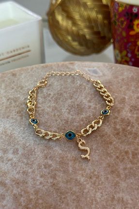 دستبند جواهر طلائی زنانه منجق Trendy Butik - کد 773195120
