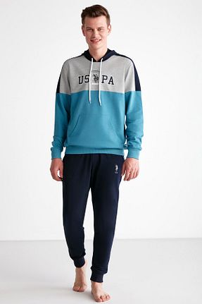 ست گرمکن آبی مردانه پنبه ای U.S. Polo Assn. - کد 752086784