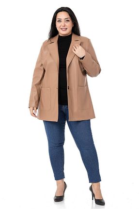 کت سایز بزرگ قهوه ای زنانه پلی استر DISENTIS MODEST - کد 773548479