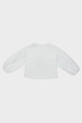 تی شرت سفید بچه گانه رگولار یقه گرد تکی کد 755251724