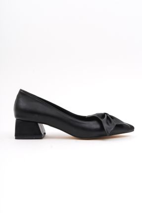کفش پاشنه بلند کلاسیک مشکی زنانه پاشنه کوتاه ( 4 - 1 cm ) چرم مصنوعی پاشنه ضخیم کد 757283129