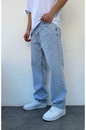شلوار جین آبی مردانه پاچه بدون کش لیکرا ساده استاندارد کد 773599233
