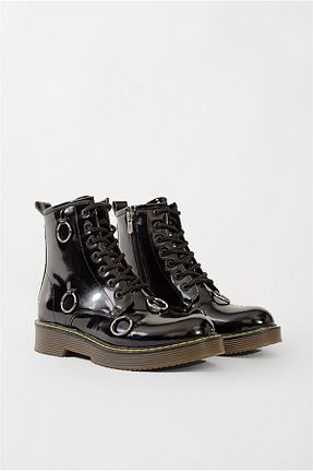 بوت / نیم بوت مشکی زنانه چرم لاکی Shoes & More - کد 66128158