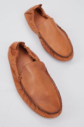 کفش لوفر قهوه ای مردانه چرم طبیعی پاشنه کوتاه ( 4 - 1 cm ) کد 319106900