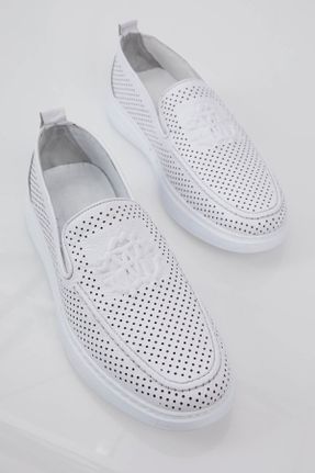 کفش لوفر سفید مردانه چرم طبیعی پاشنه کوتاه ( 4 - 1 cm ) کد 319126435