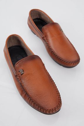 کفش لوفر قهوه ای مردانه چرم طبیعی پاشنه کوتاه ( 4 - 1 cm ) کد 319126822