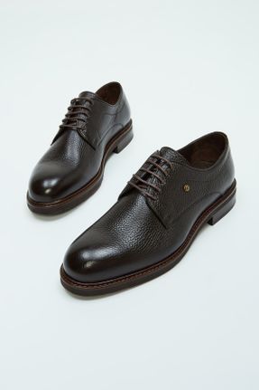 کفش کژوال قهوه ای مردانه چرم طبیعی پاشنه کوتاه ( 4 - 1 cm ) پاشنه ضخیم کد 756138036